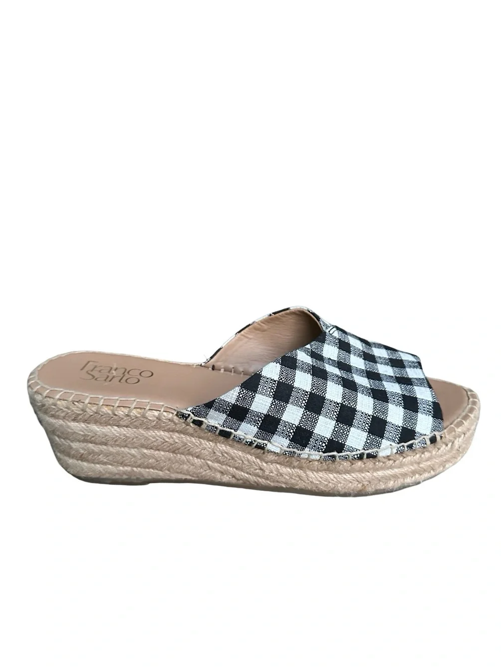 Franco Sarto Gingham Espadrille Slip on Slide Sandals Women’s 7